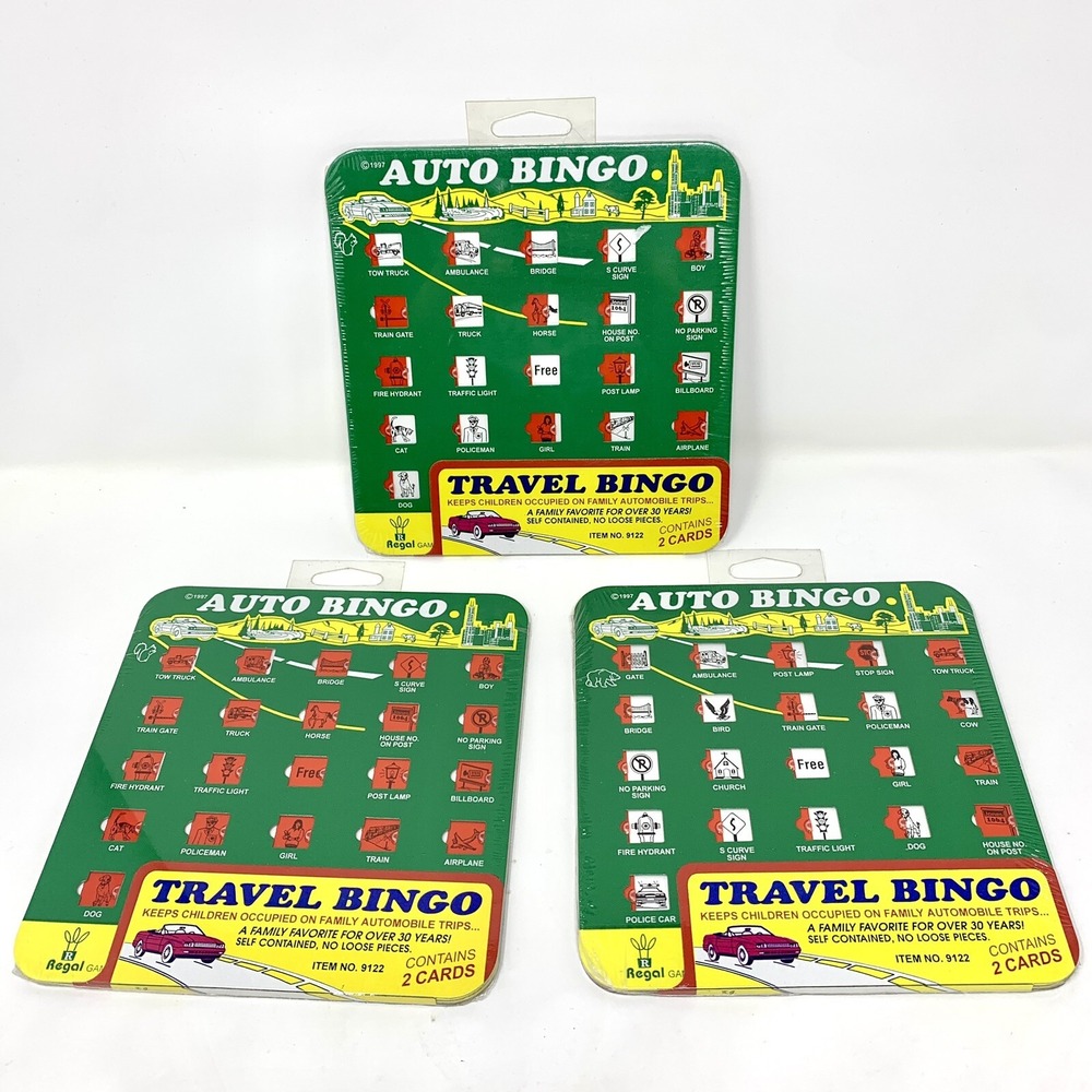 Lot 3 Packs Auto Travel Bingo Green 1997 Regal: 6 Cards Total Vintage 1997 NEW!